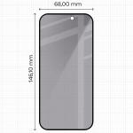 Set 2 folii sticla securizata Bizon Glass Edge Shadow Duo Privacy compatibile cu iPhone 17 Pro / 16 Pro, Negru 3 - lerato.ro