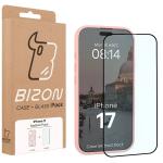 Kit protectie 2 in 1 BizonMobile, Carcasa Bizon MatteO si Folie sticla securizata Bizon Glass Edge, compatibil cu iPhone 17, Roz 10 - lerato.ro