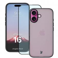 Kit protectie 2 in 1 BizonMobile, Carcasa Bizon Angelo si Folie sticla securizata Bizon Glass Edge, compatibil cu iPhone 16, Negru
