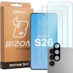 Set protectie 4in1 Bizon Glass Clear Pack, 3 folii sticla ecran + 1 folie sticla camera foto, compatibil cu Samsung Galaxy S26, Transparent 2 - lerato.ro