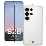 Kit protectie 2 in 1 BizonMobile, Carcasa Bizon Angelo si Folie sticla securizata Bizon Glass Edge, compatibil cu Samsung Galaxy S26 Ultra, Bej 2 - lerato.ro