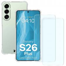 Kit protectie 2 in 1 BizonMobile, Carcasa Bizon Salpa si 2 Folii sticla securizata Bizon Glass Clear 2, compatibil cu Samsung Galaxy S26 Plus, Transparent