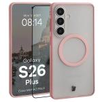 Kit protectie 2 in 1 BizonMobile, Carcasa Bizon MatteO si Folie sticla securizata Bizon Glass Edge, compatibil cu Samsung Galaxy S26 Plus, Roz 3 - lerato.ro