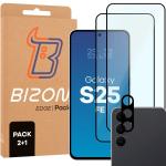Set protectie 3in1 Bizon Glass Edge Pack, 2 folii sticla ecran + 1 folie sticla camera foto, compatibil cu Samsung Galaxy S25 FE, Negru 2 - lerato.ro