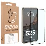 Kit protectie 2 in 1 BizonMobile, Carcasa Bizon MatteO si Folie sticla securizata Bizon Glass Edge, compatibil cu Samsung Galaxy S25 FE, Bej 10 - lerato.ro