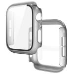 Carcasa cu protectie ecran din sticla securizata BizonMobile compatibila cu Apple Watch 4/5/6/SE 44 mm, Silver 4 - lerato.ro