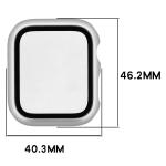 Carcasa cu protectie ecran din sticla securizata BizonMobile compatibila cu Apple Watch 4/5/6/SE 44 mm, Silver 3 - lerato.ro