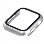 Carcasa cu protectie ecran din sticla securizata BizonMobile compatibila cu Apple Watch 4/5/6/SE 44 mm, Silver 7 - lerato.ro