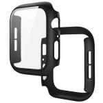 Carcasa cu protectie ecran din sticla securizata BizonMobile compatibila cu Apple Watch 4/5/6/SE 44 mm, Negru 4 - lerato.ro