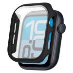 Carcasa cu protectie ecran din sticla securizata BizonMobile compatibila cu Apple Watch 4/5/6/SE 44 mm, Negru 5 - lerato.ro