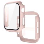 Carcasa cu protectie ecran din sticla securizata BizonMobile compatibila cu Apple Watch 4/5/6/SE 44 mm, Roz 3 - lerato.ro