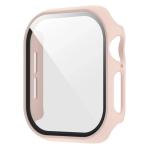 Carcasa cu protectie ecran din sticla securizata BizonMobile compatibila cu Apple Watch 4/5/6/SE 44 mm, Roz 2 - lerato.ro