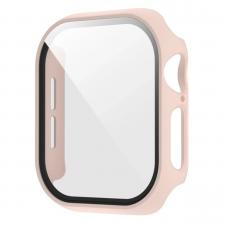 Carcasa cu protectie ecran din sticla securizata BizonMobile compatibila cu Apple Watch 4/5/6/SE 44 mm, Roz