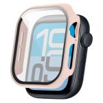 Carcasa cu protectie ecran din sticla securizata BizonMobile compatibila cu Apple Watch 4/5/6/SE 44 mm, Roz 5 - lerato.ro