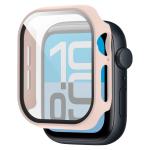 Carcasa cu protectie ecran din sticla securizata BizonMobile compatibila cu Apple Watch 4/5/6/SE 44 mm, Roz 6 - lerato.ro