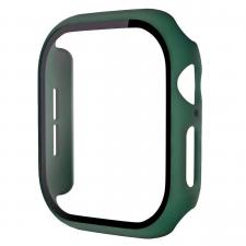 Carcasa cu protectie ecran din sticla securizata BizonMobile compatibila cu Apple Watch 4/5/6/SE 44 mm, Dark Green