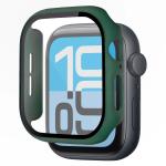 Carcasa cu protectie ecran din sticla securizata BizonMobile compatibila cu Apple Watch 4/5/6/SE 44 mm, Dark Green 6 - lerato.ro