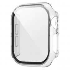 Carcasa cu protectie ecran din sticla securizata BizonMobile compatibila cu Apple Watch 4/5/6/SE 44 mm, Transparent