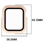 Carcasa cu protectie ecran din sticla securizata BizonMobile compatibila cu Apple Watch 4/5/6/SE 40 mm, Roz 3 - lerato.ro