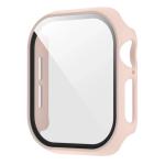 Carcasa cu protectie ecran din sticla securizata BizonMobile compatibila cu Apple Watch 4/5/6/SE 40 mm, Roz 2 - lerato.ro