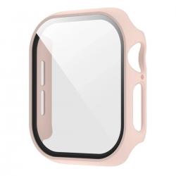 Carcasa cu protectie ecran din sticla securizata BizonMobile compatibila cu Apple Watch 4/5/6/SE 40 mm, Roz