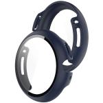 Carcasa cu protectie ecran din sticla securizata BizonMobile compatibila cu Google Pixel Watch 4, 45mm, Albastru 4 - lerato.ro