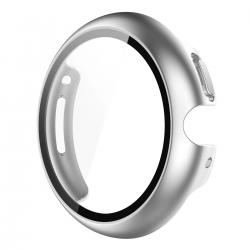 Carcasa cu protectie ecran din sticla securizata BizonMobile compatibila cu Google Pixel Watch 4, 41mm, Silver