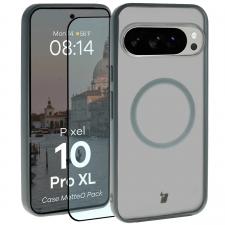 Huse si carcase Google Pixel 10 Pro XL 5G, Kit protectie 2 in 1 BizonMobile, Carcasa Bizon MatteO si Folie sticla securizata Bizon Glass Edge, compatibil cu Google Pixel 10 Pro XL, Gri, lerato.ro