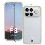 Kit protectie 2 in 1 BizonMobile, Carcasa Bizon Angelo si Folie sticla securizata Bizon Glass Edge, compatibil cu Xiaomi POCO F8 Ultra, Bej 2 - lerato.ro
