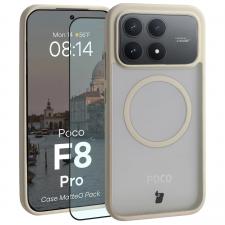 Huse si carcase Xiaomi Poco F8 Pro 5G, Kit protectie 2 in 1 BizonMobile, Carcasa Bizon MatteO si Folie sticla securizata Bizon Glass Edge, compatibil cu Xiaomi Poco F8 Pro, Bej, lerato.ro