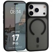 Kit protectie 2 in 1 BizonMobile, Carcasa Bizon MatteO si Folie sticla securizata Bizon Glass Edge, compatibil cu iPhone 17 Pro, Negru