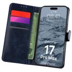 Husa flip cover Bizon Pocket compatibila cu iPhone 17 Pro Max, Navy Blue 3 - lerato.ro