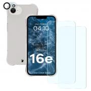 Kit protectie 4 in 1 BizonMobile Clear Pack, 1x carcasa, 2x folie display, 1x folie camera, compatibil cu iPhone 17e / 16e, Transparent