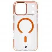 Carcasa Bizon Marco cu MagSafe compatibila cu iPhone 17 Pro Max, Transparent / Portocaliu