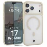 Kit protectie 2 in 1 BizonMobile, Carcasa Bizon MatteO si Folie sticla securizata Bizon Glass Edge, compatibil cu iPhone 17 Pro Max, Bej 3 - lerato.ro