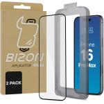 Set 2 folii sticla securizata Bizon Glass, Kit montare inclus, compatibile cu iPhone 16 Pro Max, Transparent 2 - lerato.ro