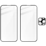 Set protectie 3in1 Bizon Glass Edge Pack, 2 folii sticla ecran + 1 folie sticla camera foto, compatibil cu iPhone 16 Pro Max, Negru 6 - lerato.ro