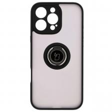 Carcasa Bizon Hybrid Ring compatibila cu iPhone 16 Pro Max, Transparent / Negru