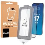 Set 2 folii sticla securizata Bizon Glass Aplikator, Kit montare inclus, compatibile cu iPhone 17 Air, Negru 2 - lerato.ro