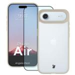 Kit protectie 2 in 1 BizonMobile, Carcasa Bizon Angelo si Folie sticla securizata Bizon Glass Edge, compatibil cu iPhone 17 Air, Bej 2 - lerato.ro