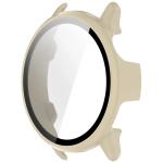 Carcasa cu protectie ecran din sticla securizata BizonMobile compatibila cu Garmin Vivoactive 6 42 mm, Bej 3 - lerato.ro