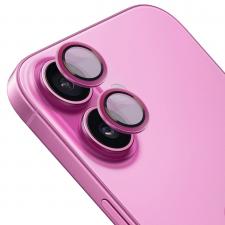 Protectie camera foto Bizon Glass Snap Lens compatibile cu iPhone 16 / 16 Plus, Roz
