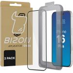 Set 2 folii sticla securizata Bizon Glass Aplicator, Kit montare inclus, compatibile cu iPhone 16 Plus, Negru 2 - lerato.ro