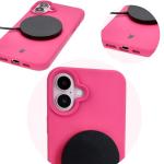 Carcasa Bizon Soft compatibila cu iPhone 16, Fucsia 13 - lerato.ro