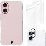 Kit protectie 4 in 1 BizonMobile Clear Pack, Carcasa Bizon Salpa, 2x Folie sticla securizata Bizon Glass Clear 2, 1x Folie sticla camera, compatibil cu iPhone 16, Transparent 2 - lerato.ro