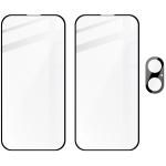 Set protectie 3in1 Bizon Glass Edge Pack, 2 folii sticla ecran + 1 folie sticla camera foto, compatibil cu iPhone 16, Transparent 7 - lerato.ro