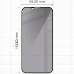 Folie sticla securizata Bizon Glass Edge Shadow Privacy compatibila cu iPhone 16e / 14 / 13 Pro / 13, Negru 3 - lerato.ro