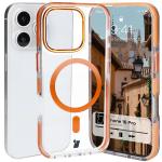 Carcasa Bizon Marco compatibila cu iPhone 16 Pro, Transparent / Portocaliu 3 - lerato.ro