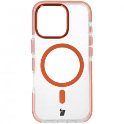 Carcasa Bizon Marco compatibila cu iPhone 16 Pro, Transparent / Portocaliu