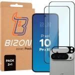 Set protectie 3in1 Bizon Glass Edge Pack, 2 folii sticla ecran + 1 folie sticla camera foto, compatibil cu Google Pixel 10 Pro XL, Negru 2 - lerato.ro